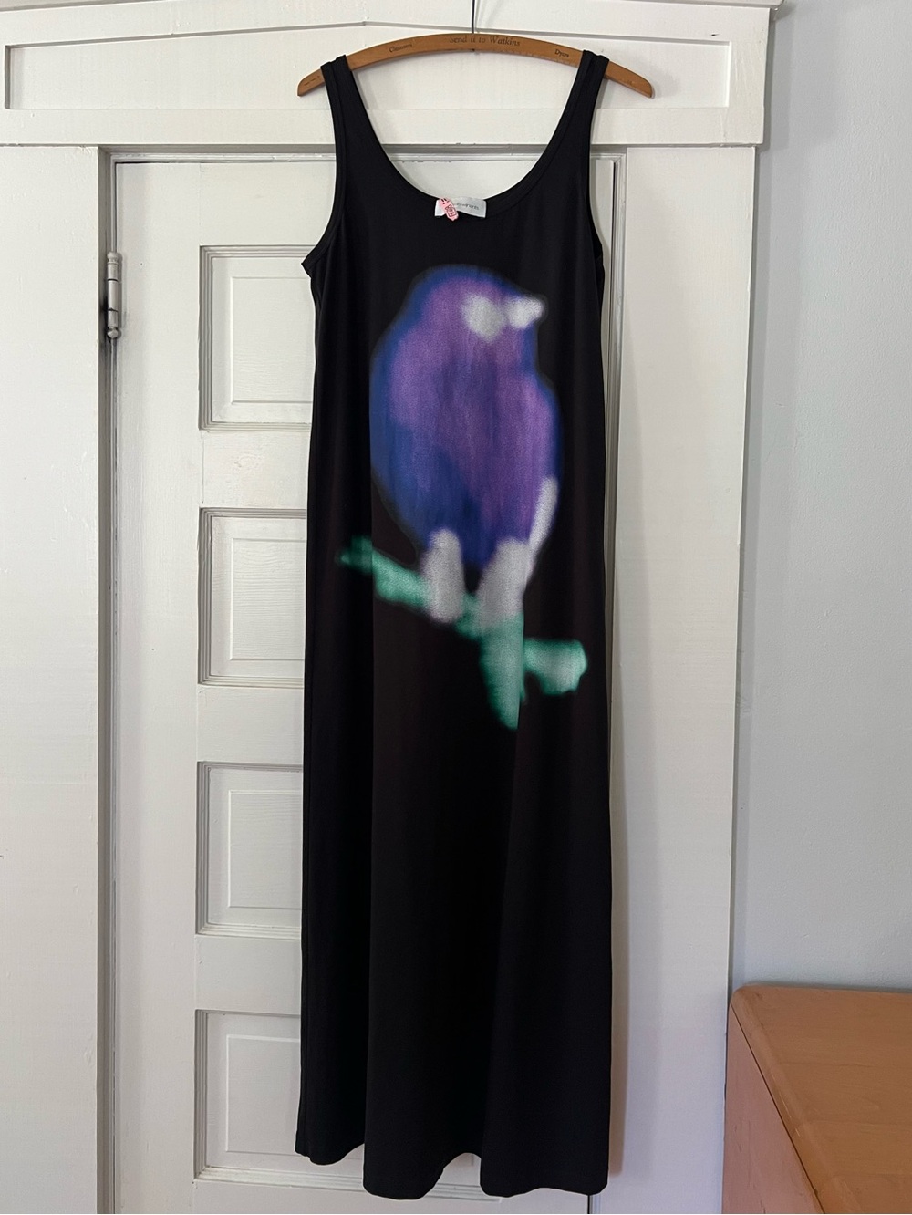 Christian Wijnants bird motif black maxi cotton tank dress M